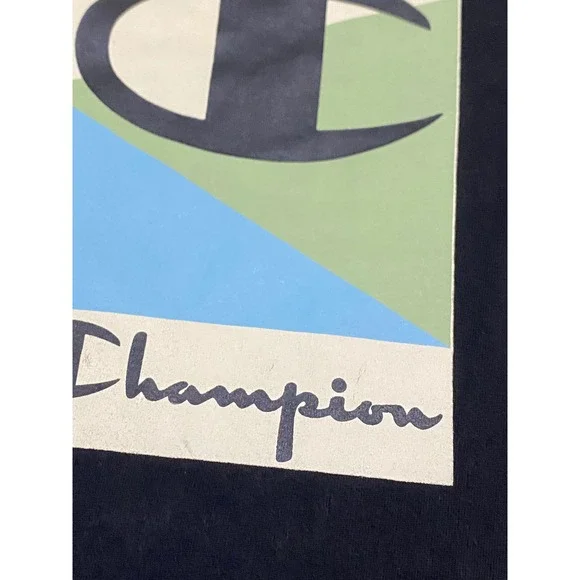Champion Mens Graphic T-Shirt Black Large Cotton Short Sleeve T1919G BKC - Picture 2 of 8